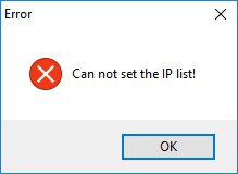 cannot set the ip list error